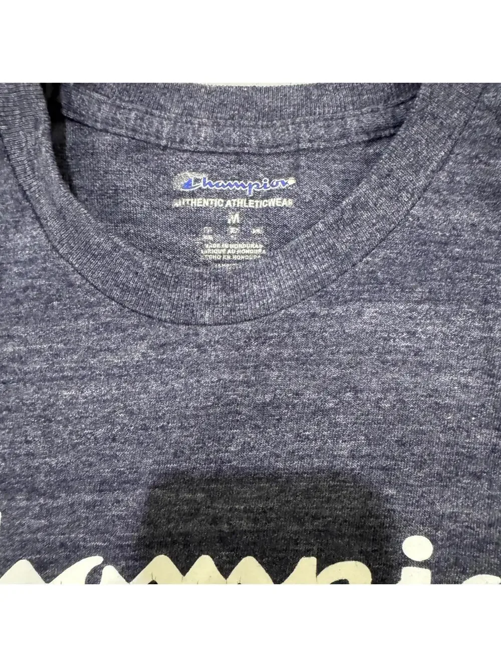 Champion Navy Heather Graphic Tee Medium Sporty Short Sleeve T-shirt Size Medium - Picture 4 of 7